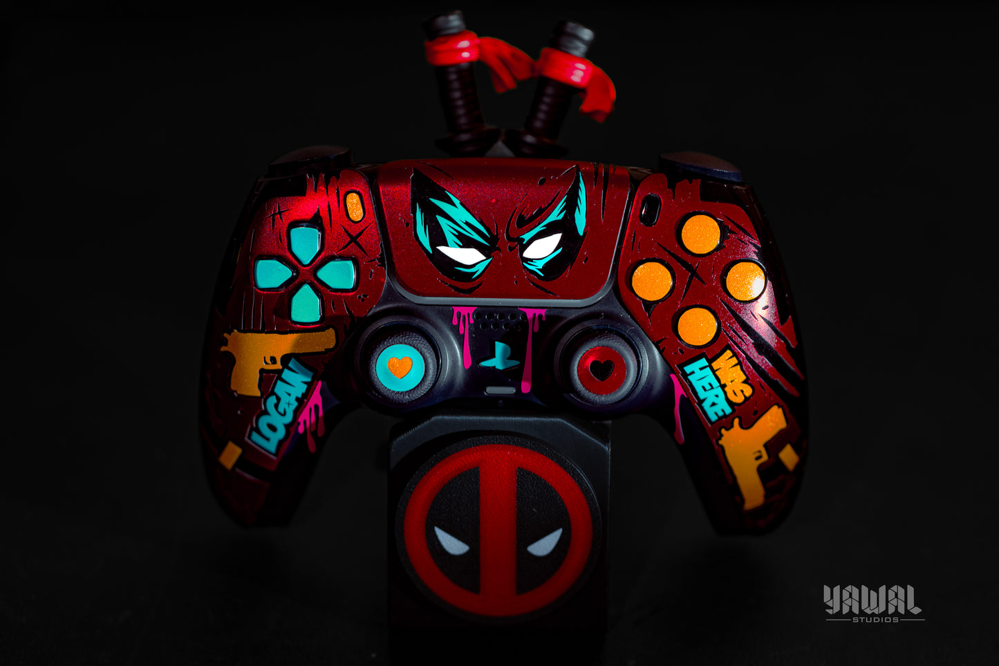 Deadpool and Wolverine PS5 Controller Skin – Metallic Gloss Vinyl decal Wrap for DualSense