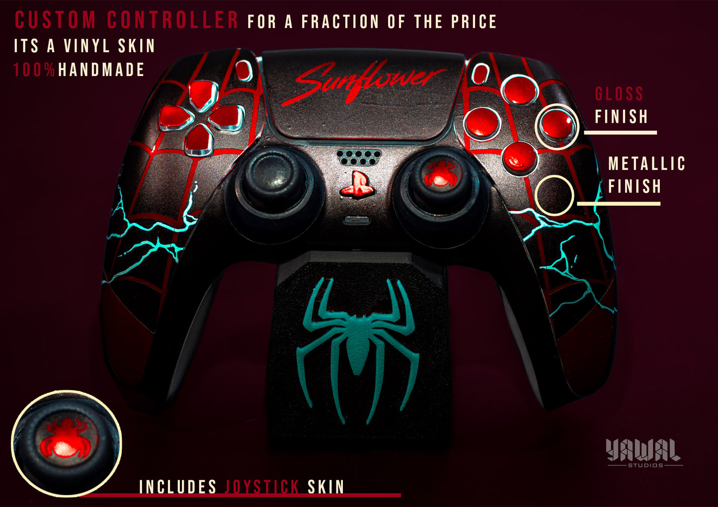 Spider-Man Miles Morales PS5 Controller Skin – Metallic Gloss Vinyl decal Wrap for DualSense