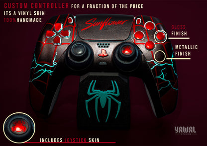 Spider-Man Miles Morales PS5 Controller Skin – Metallic Gloss Vinyl decal Wrap for DualSense